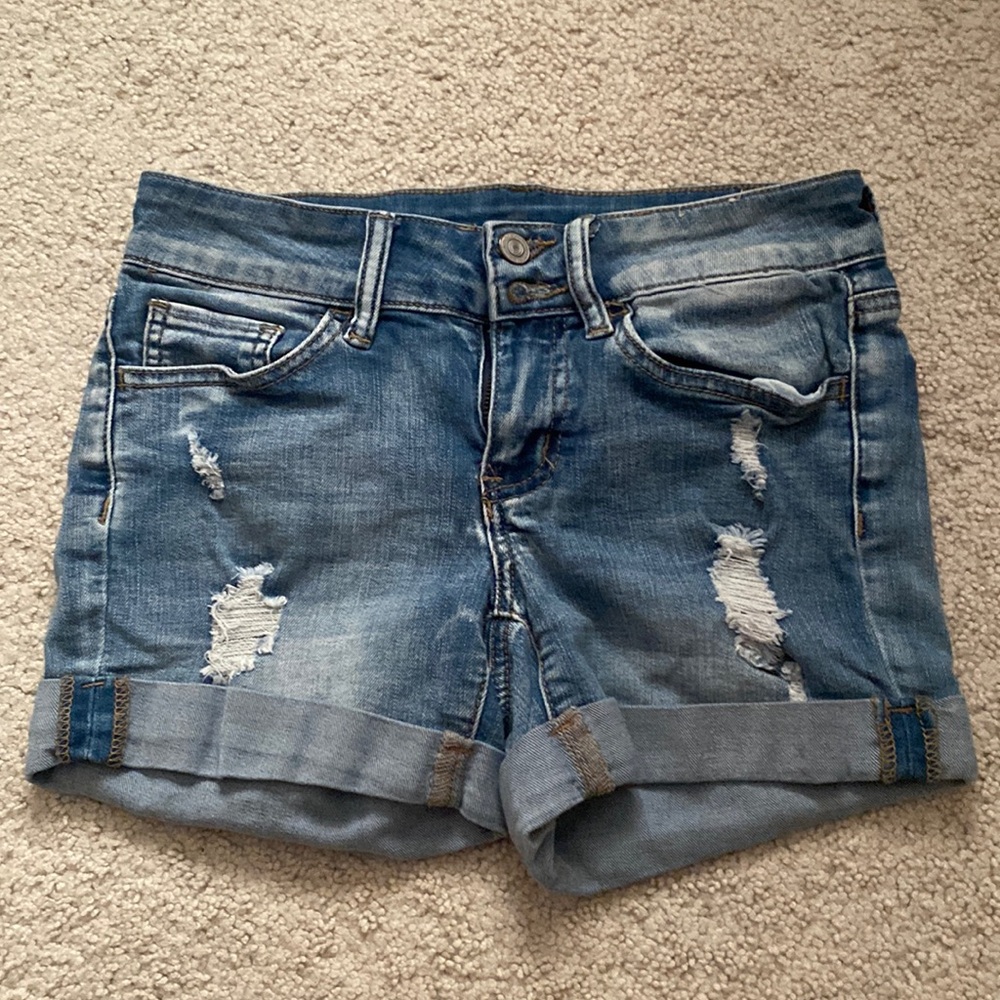 Medium Wash Low Rise Denim Shorts